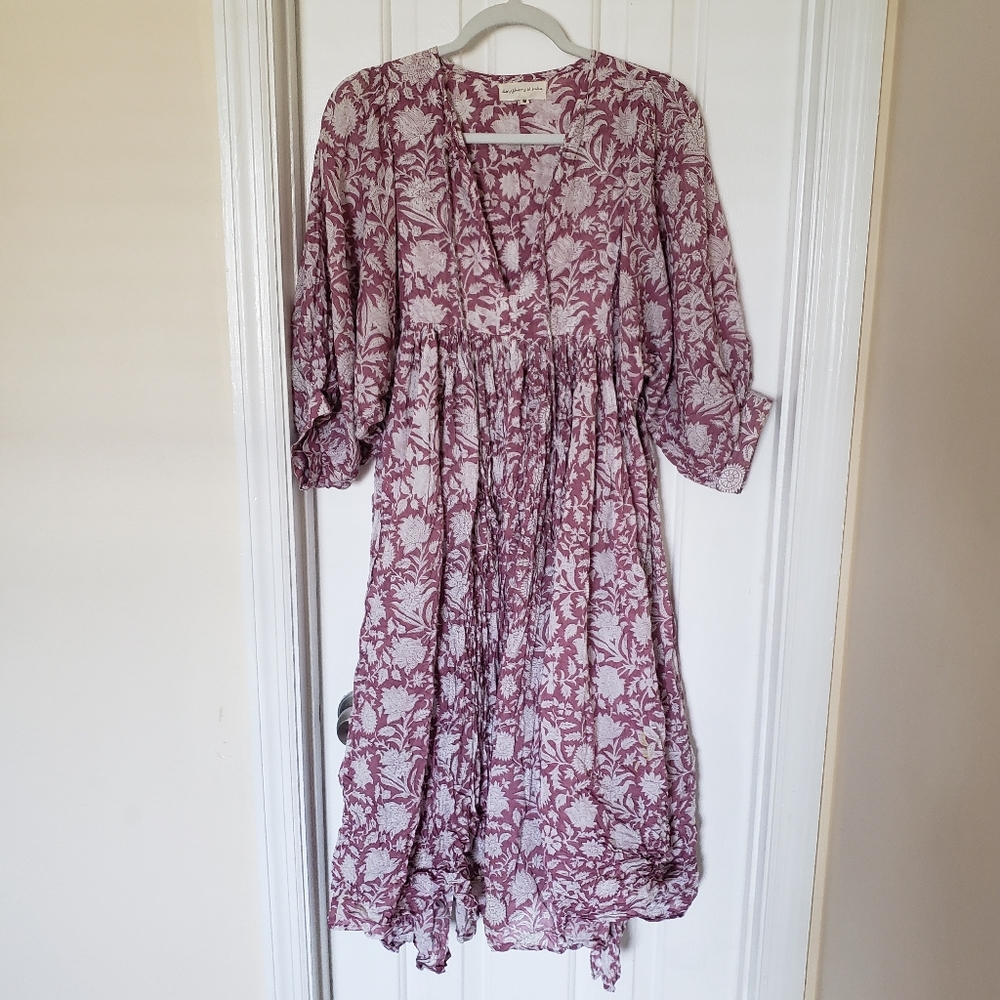 Daughters of India M Kyra Musk Midi Dress Block Print